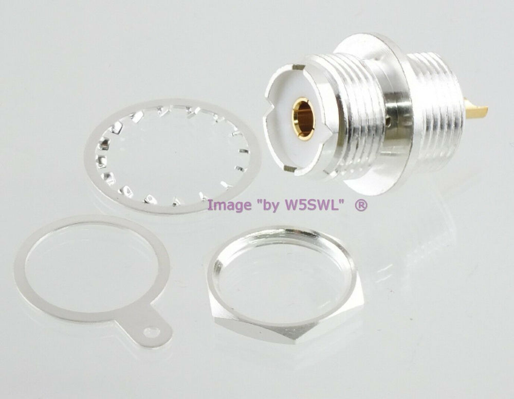 W5SWL UHF Female Coax Connector Teflon Silver Bulkhead Mount - Dave's Hobby Shop by W5SWL