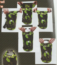 Load image into Gallery viewer, Camping Bag Hiking 2-1/2 Gallon Green Camo Waterproof Roll Top Rip Stop - Dave&#39;s Hobby Shop by W5SWL
