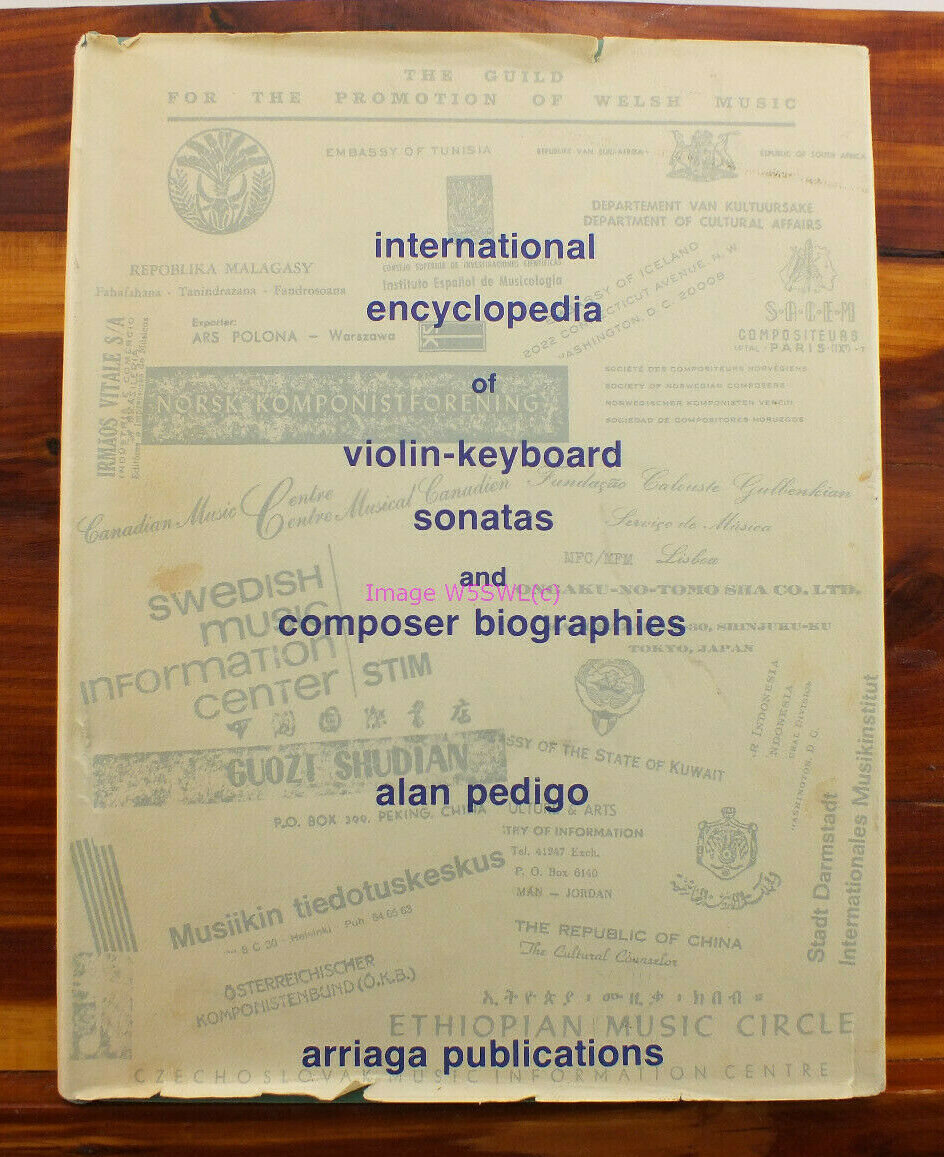 Int Encyclopedia Violin-Keyboard Sonatas Alan Pedigo Arriaga 1979 DJ VERY RARE - Dave's Hobby Shop by W5SWL