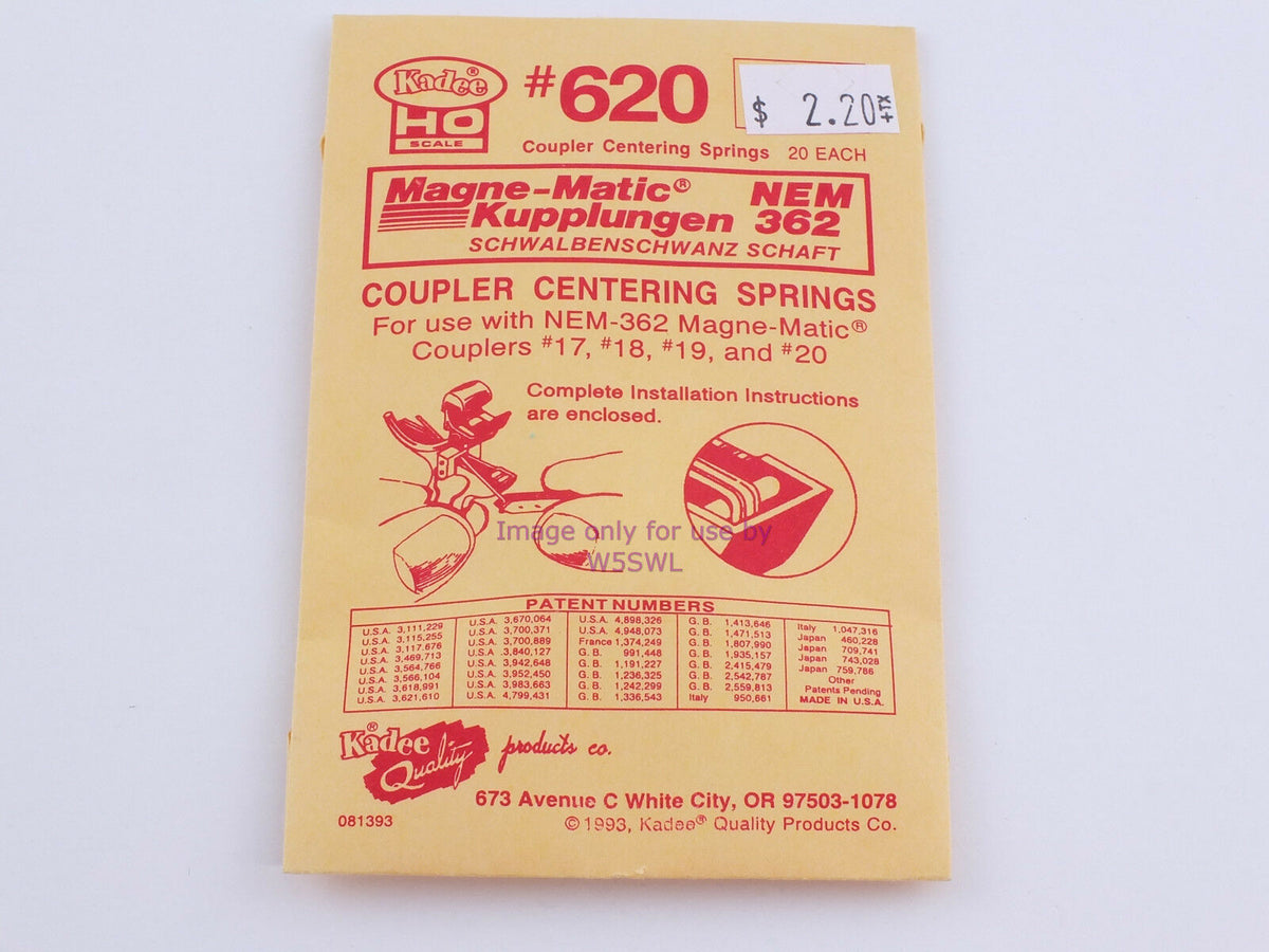 Kadee #620 Coupler Center Springs New - Dave's Hobby Shop by W5SWL
