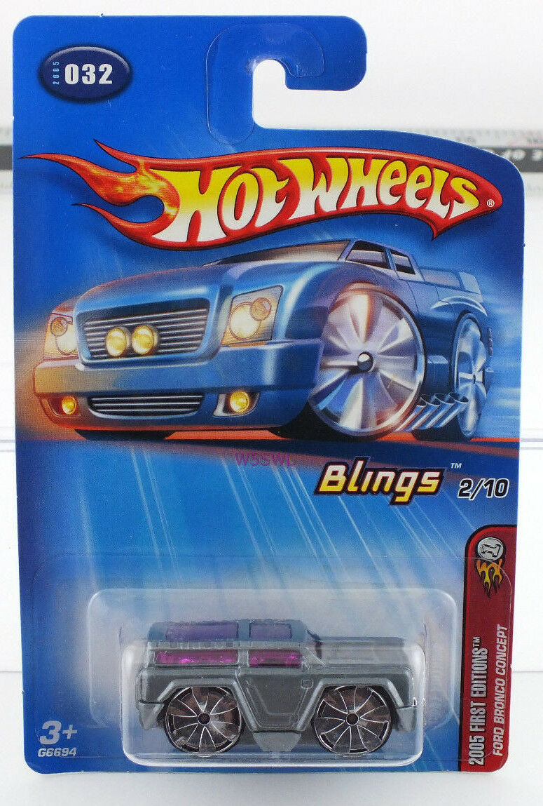 Hot Wheels 2005 First Ed 2/10 Blings Ford Bronco Concept MINT CAR FROM CASE - Dave's Hobby Shop by W5SWL