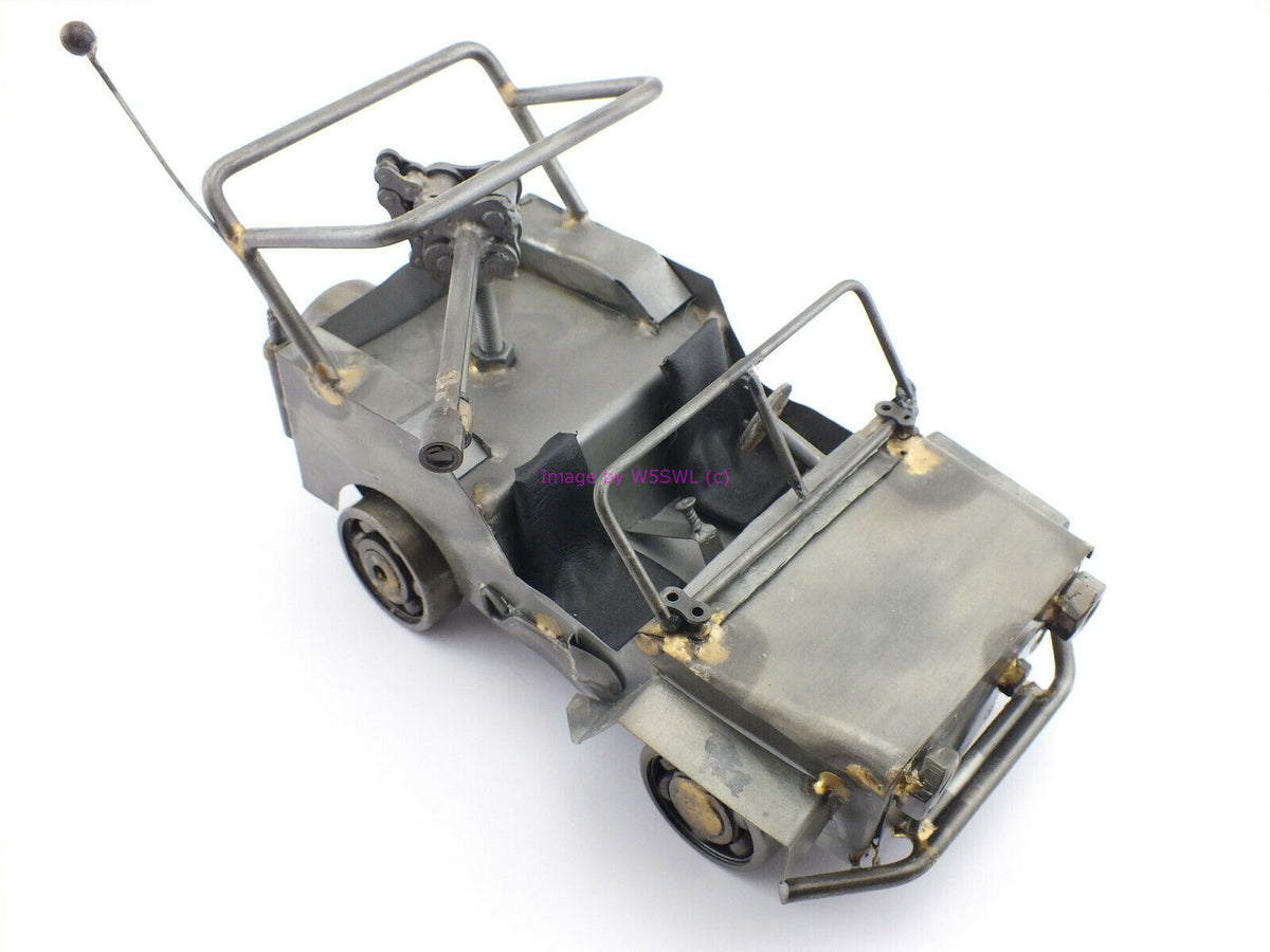Hand Made Metal Jeep With Moveable Canon and Windshield Frame NOS (bin2) - Dave's Hobby Shop by W5SWL