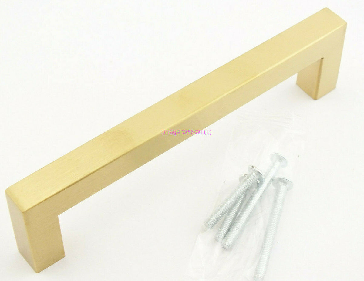 Cabinet Equipment Gear Handles 5-1/2" Long Square Tube Brushed Brass Color - Dave's Hobby Shop by W5SWL