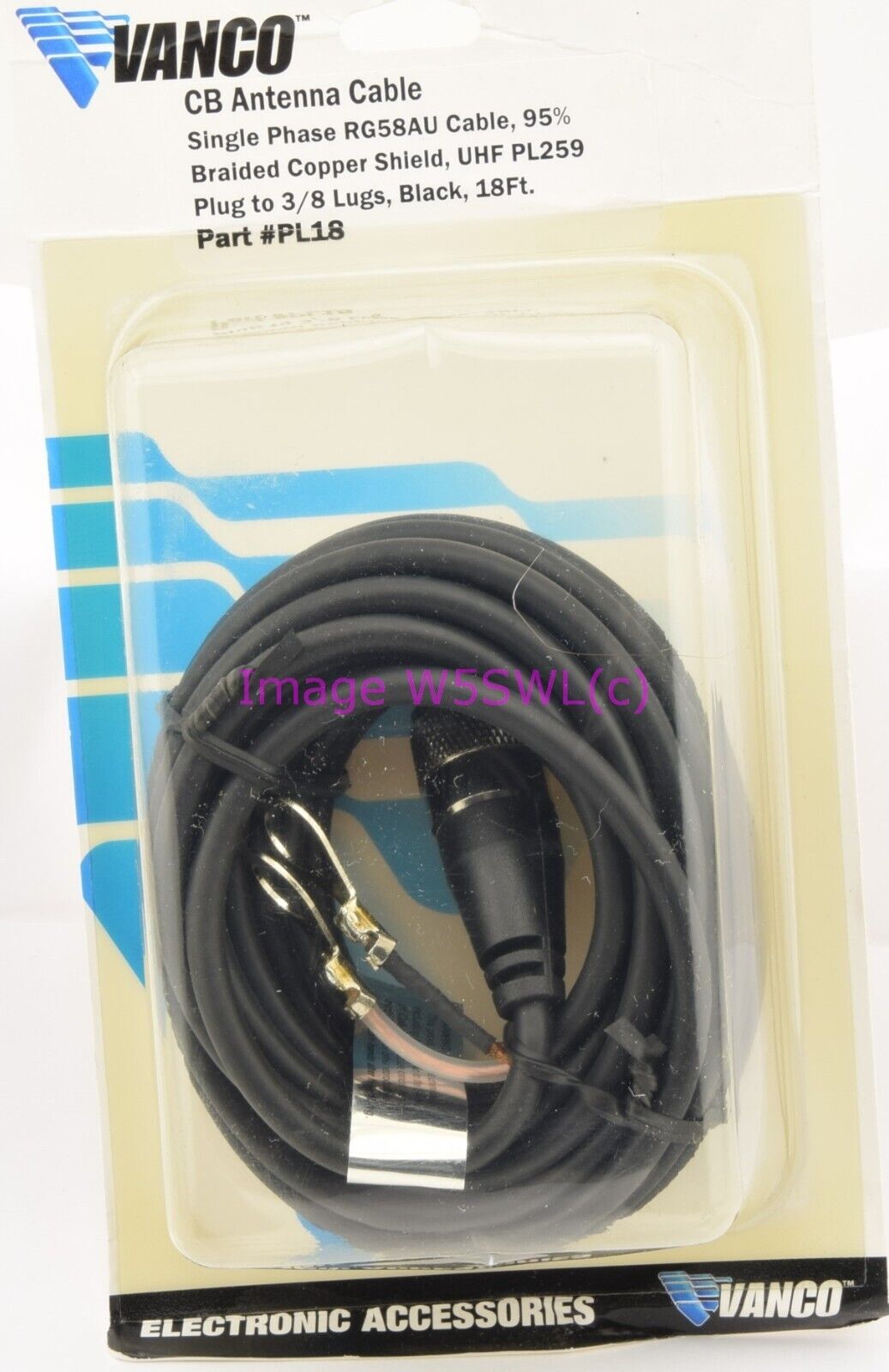 VANCO Antenna Cable RG58AU 18Ft PL-259 to Lugs - Dave's Hobby Shop by W5SWL