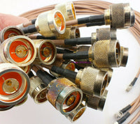 Load image into Gallery viewer, 1 N Male to Right Angle SMA Male 3ft RG-142 High Performance Jumper - Dave&#39;s Hobby Shop by W5SWL
