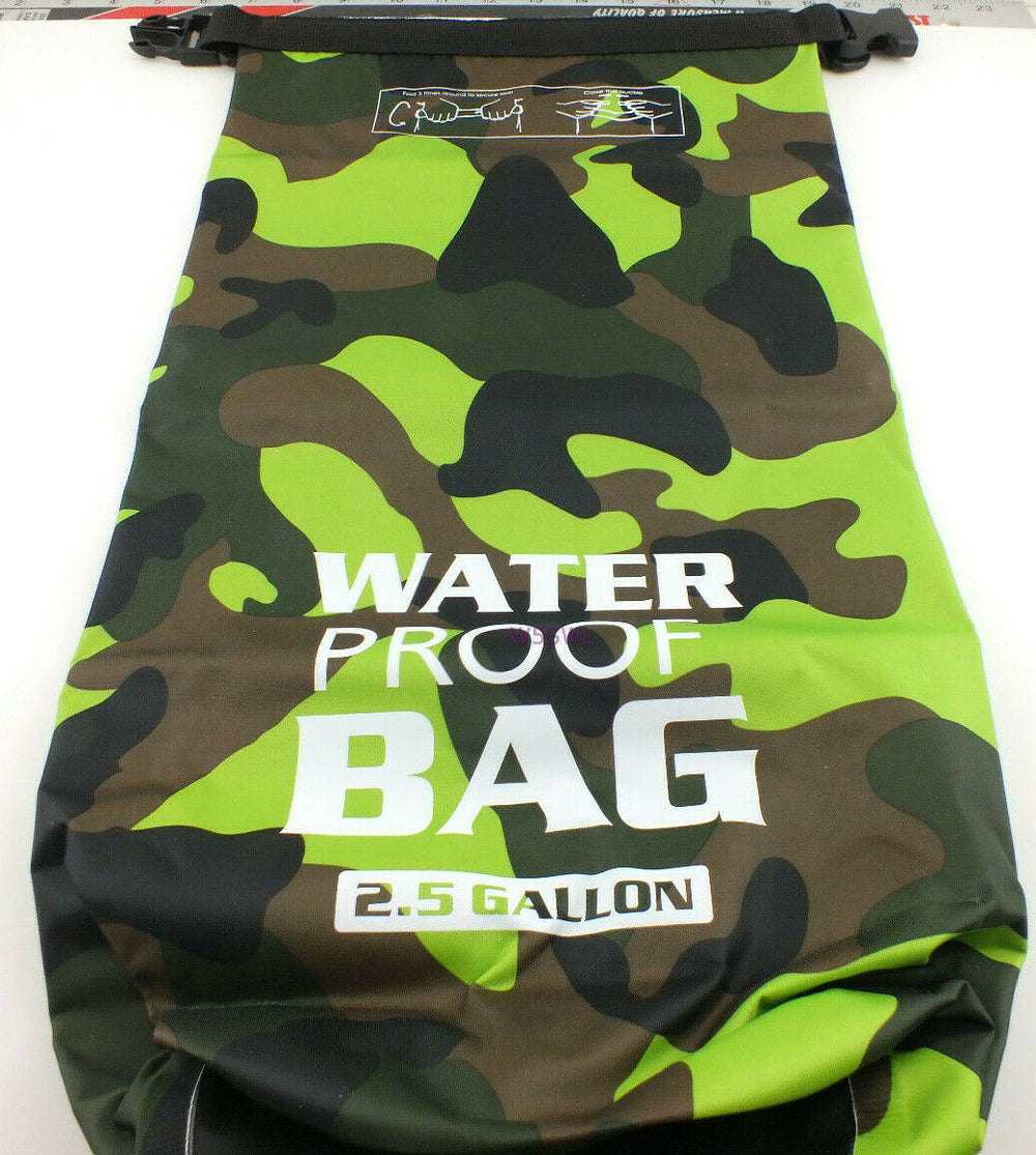 Camping Bag Hiking 2-1/2 Gallon Green Camo Waterproof Roll Top Rip Stop - Dave's Hobby Shop by W5SWL