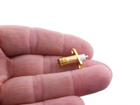 Load image into Gallery viewer, 2 Hole Gold Chassis Mount Extended SMA Female Connector Adapter - Dave&#39;s Hobby Shop by W5SWL
