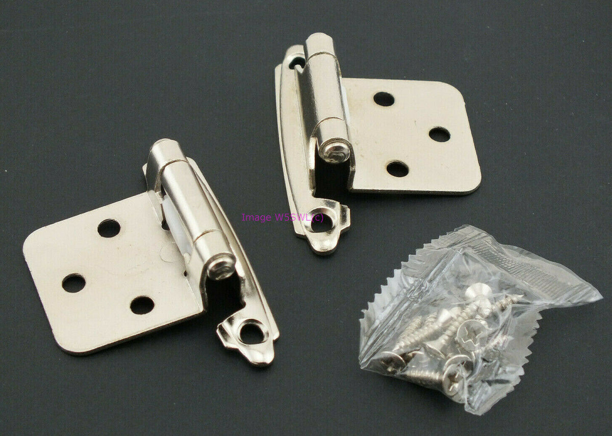 Cabinet Hinges Brushed Nickel Self Closing - One Pair with Mounting Screws Flat - Dave's Hobby Shop by W5SWL