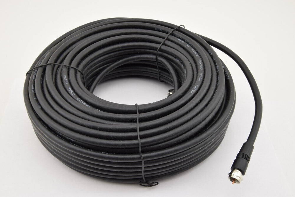 100ft RG-6 Coaxial Cable for Sat CATV HDTV Stereo TV 75 Ohm BLACK - Dave's Hobby Shop by W5SWL