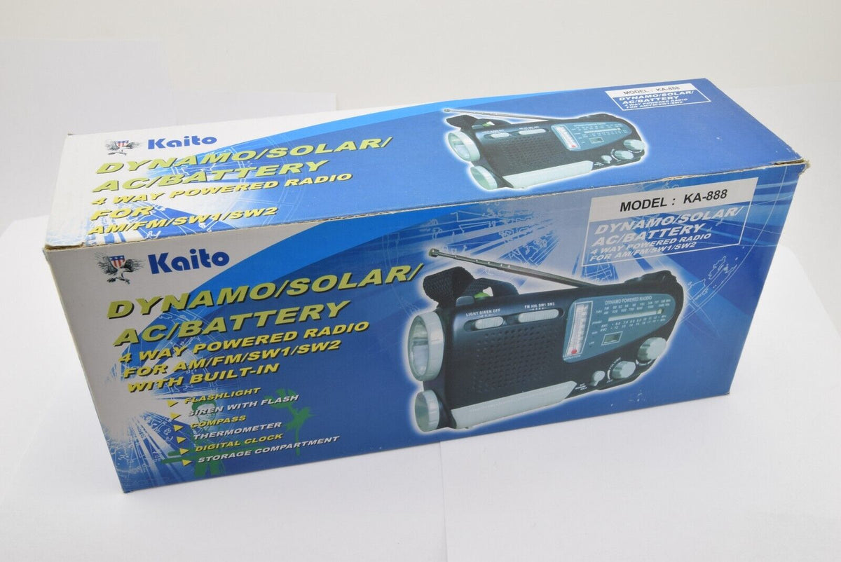 Kaito KA-888  Dynamo Solar AC Battery AM FM SW Emergency Radio - Dave's Hobby Shop by W5SWL