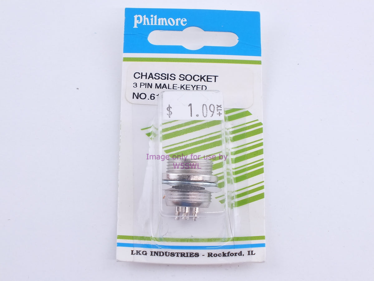 Philmore 61-623 Chassis Socket 3 Pin Male-Keyed (bin107) - Dave's Hobby Shop by W5SWL