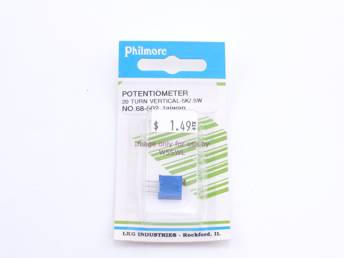 Philmore 68-502 Potentiometer 20 Turn Vertical-5K/.5W (bin64) - Dave's Hobby Shop by W5SWL