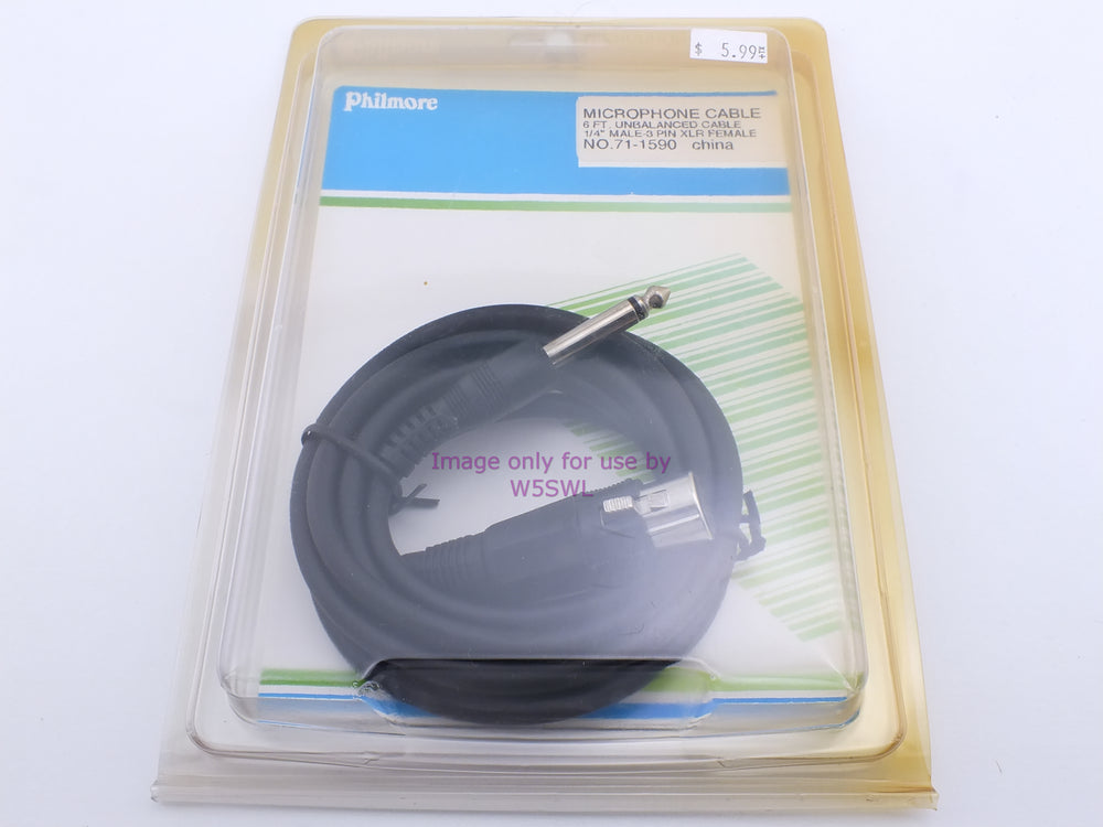Philmore 71-1590 Microphone Cable 6ft Unblanced 1/4" Male to 3 Pin XLR Female (bin70) - Dave's Hobby Shop by W5SWL