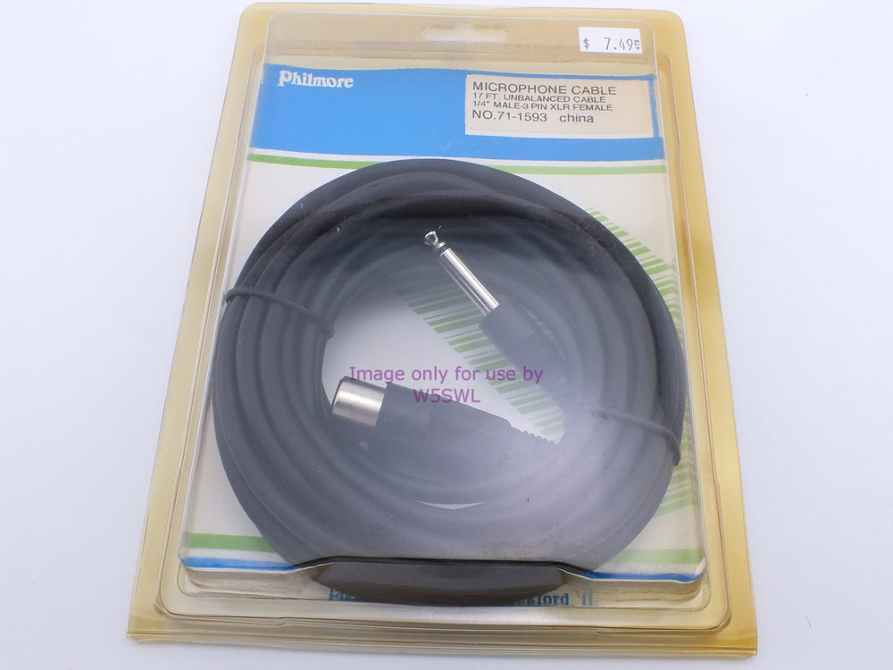Philmore 71-1593 Microphone Cable 17ft Unblanced 1/4" Male to 3 Pin XLR Female (bin71) - Dave's Hobby Shop by W5SWL