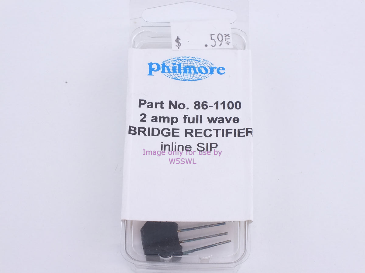 Philmore 86-1100 2 Amp Full Wave Bridge Rectifier Inline SIP (bin81) - Dave's Hobby Shop by W5SWL