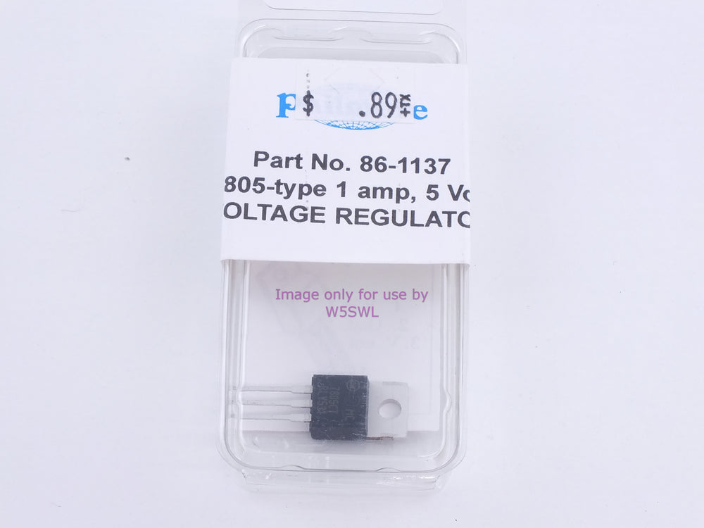 Philmore 86-1137 7805-Type 1 Amp, 5 Volt Voltage Regulator (bin74) - Dave's Hobby Shop by W5SWL