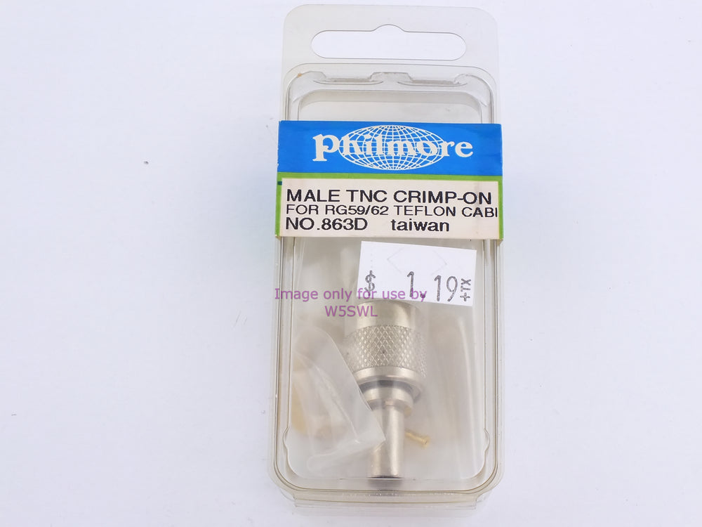 Philmore 863D Male TNC Crimp-On For RG59/62 Teflon Cable (bin86) - Dave's Hobby Shop by W5SWL
