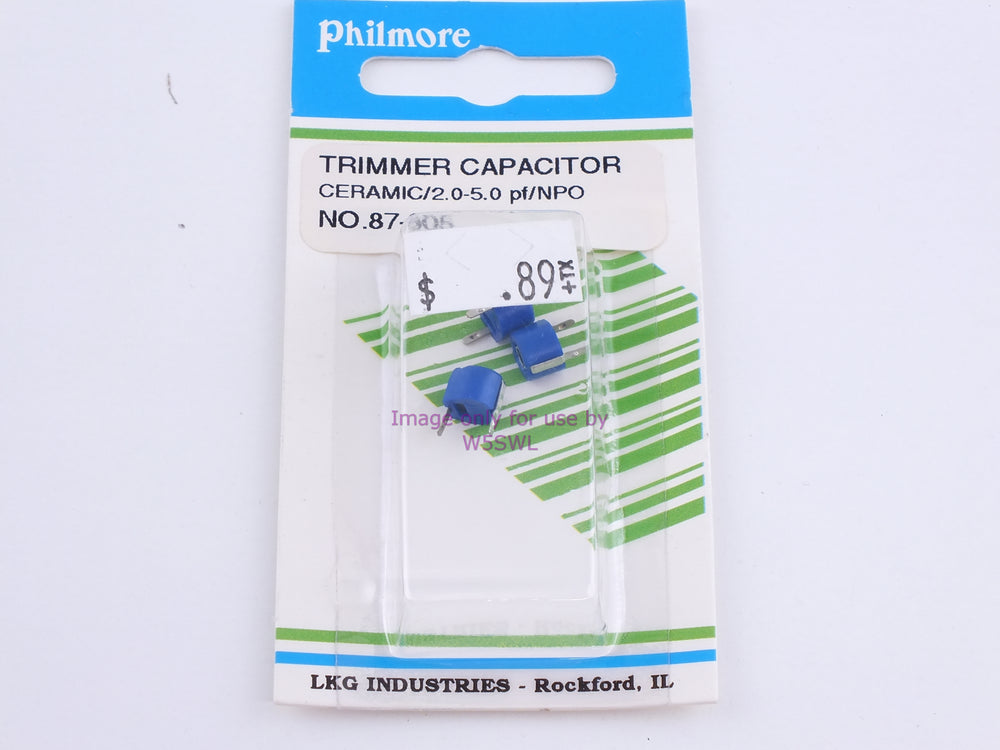 Philmore 87-605 Trimmer Capacitor Ceramic/2.0-5.0 pF/NPO (bin87) - Dave's Hobby Shop by W5SWL