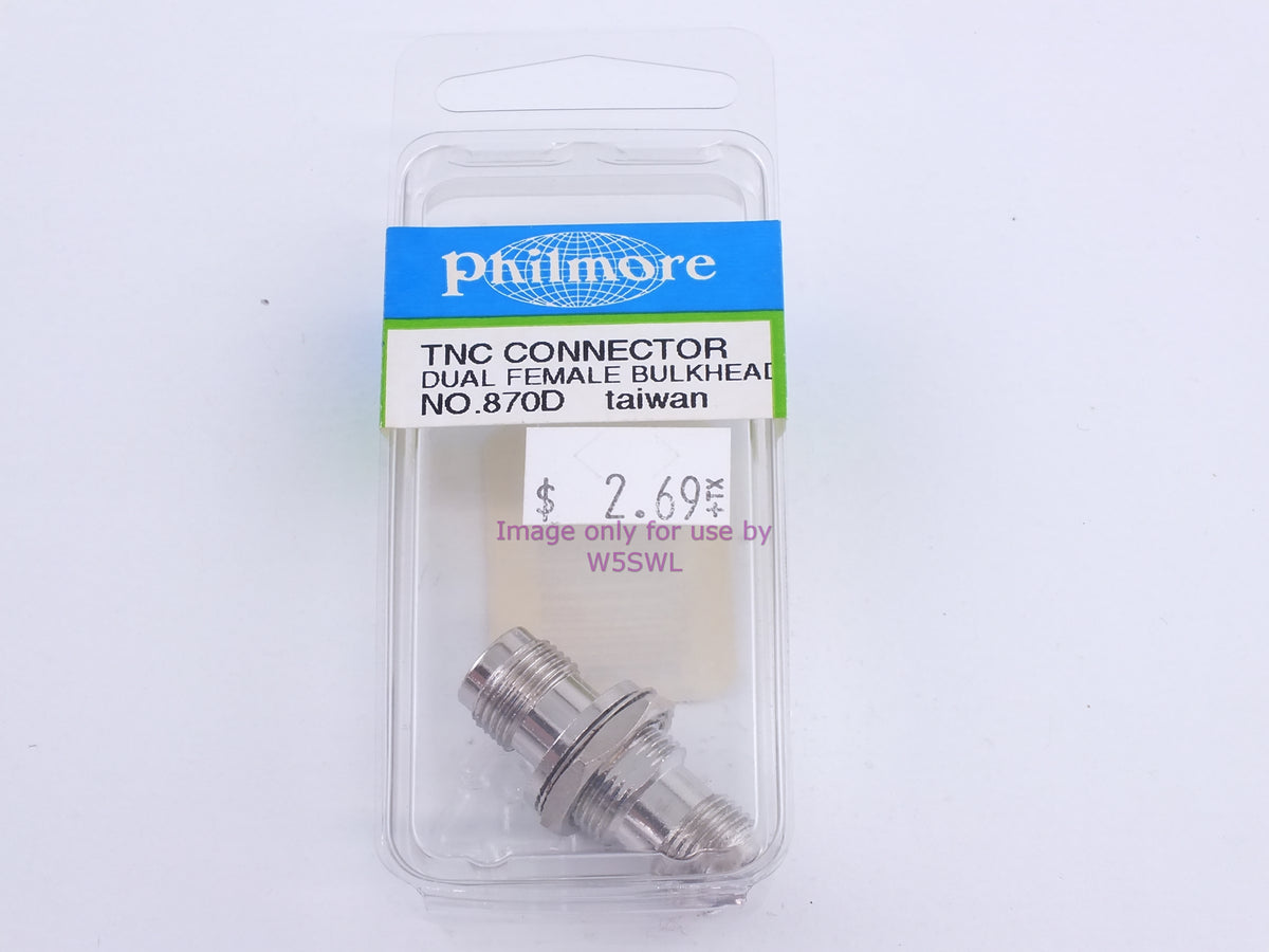 Philmore 870D TNC Connector Dual Female Bulkhead (bin102) - Dave's Hobby Shop by W5SWL