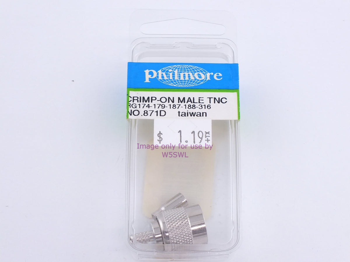 Philmore 871D Crimp-On Male TNC RG174-179-187-188-316 (bin86) - Dave's Hobby Shop by W5SWL