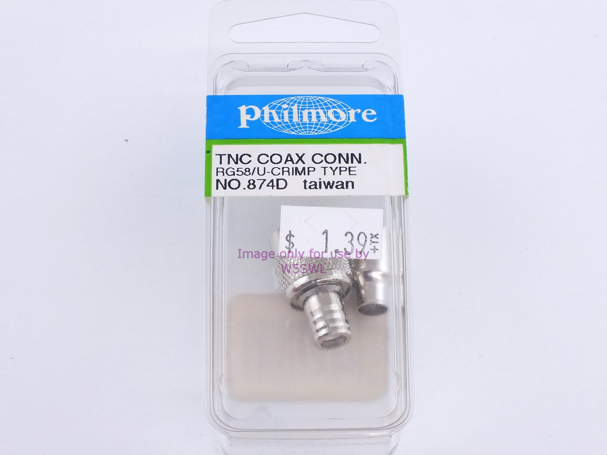 Philmore 874D TNC Coax Conn. RG58/U-Crimp Type (bin86) - Dave's Hobby Shop by W5SWL