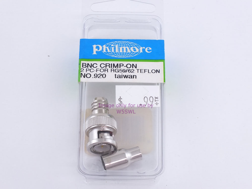 Philmore 920 BNC Crimp-On 2PC-For RG59/62 Teflon (bin98) - Dave's Hobby Shop by W5SWL