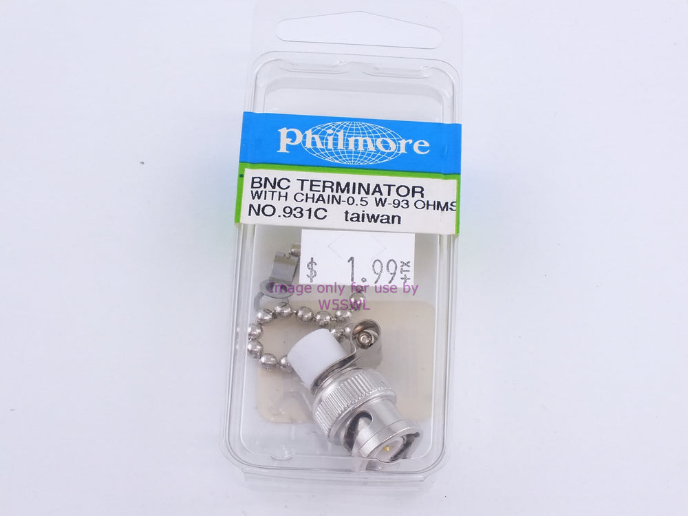 Philmore 931C BNC Terminator with Chain .5Watt 93 Ohms (Bin85) - Dave's Hobby Shop by W5SWL