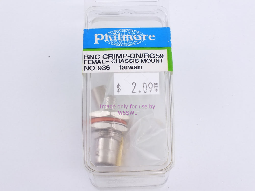 Philmore 936 BNC Crimp-On/RG59 Female Chassis Mount (bin98) - Dave's Hobby Shop by W5SWL