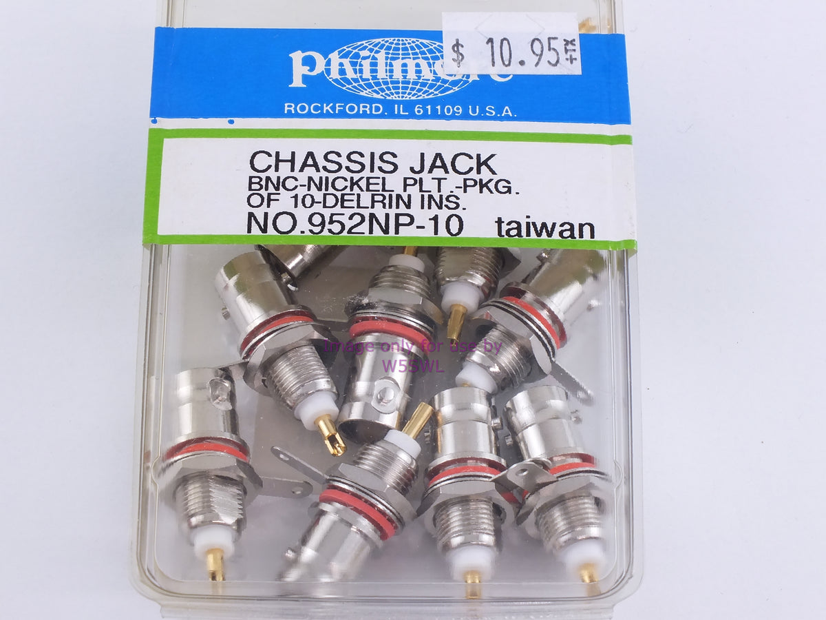 Philmore 952NP-10 Chassis Jack BNC-Nickel Plt.-PKG. Of 10-Delrin Ins. (bin99) - Dave's Hobby Shop by W5SWL