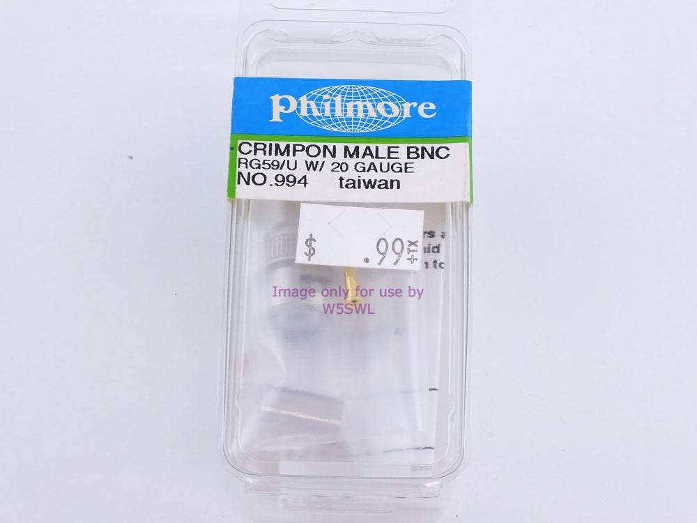 Philmore 994 Crimp-On Male BNC RG59/U W/ 20 Gauge (bin99) - Dave's Hobby Shop by W5SWL