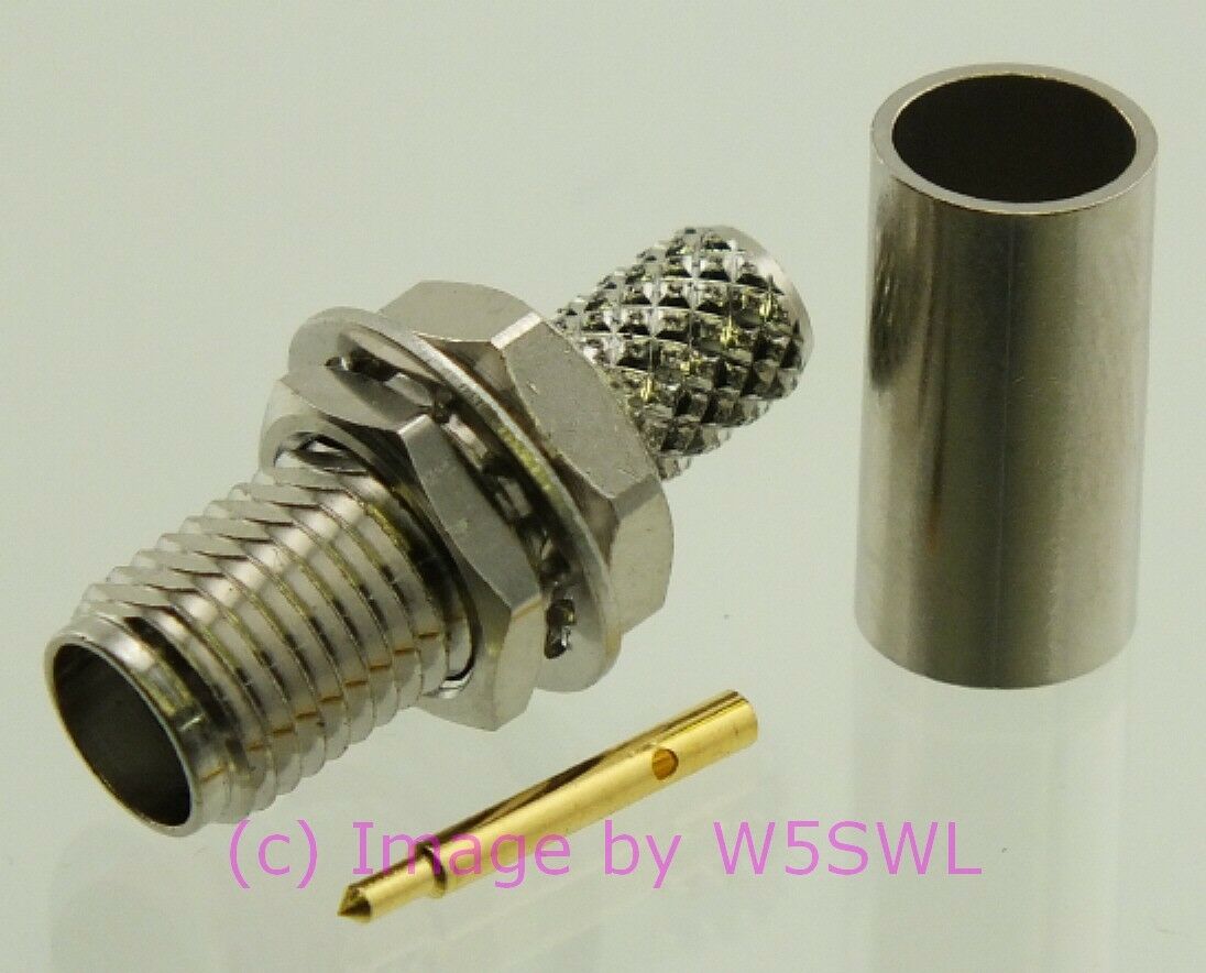 W5SWL SMA Female Connector Reverse Polarity Bulkhead Crimp RG-58 LMR-195 - Dave's Hobby Shop by W5SWL