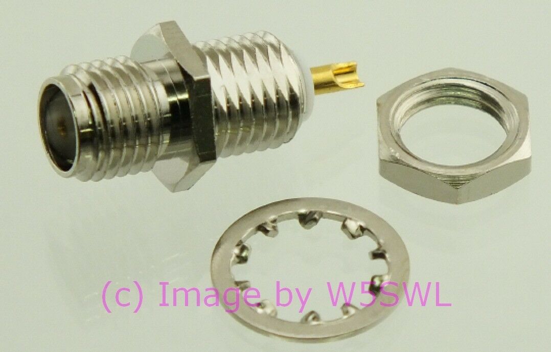 W5SWL SMA Female Coax Connector Bulkhead Single Hole Mount Teflon - Dave's Hobby Shop by W5SWL