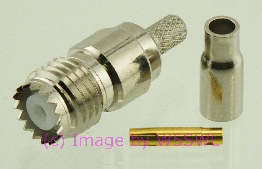 W5SWL Mini-Uhf Female Crimp Coax Connector LMR100 RG-174 2-pack - Dave's Hobby Shop by W5SWL