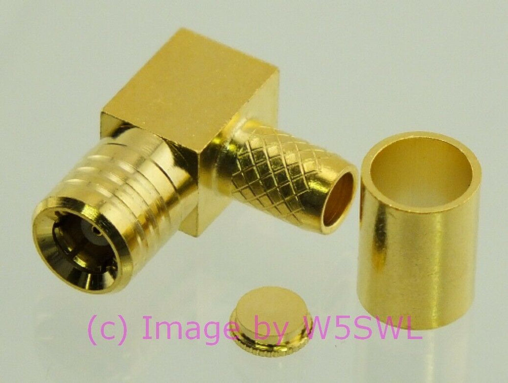 W5SWL SMB Plug Coax Connector Crimp RG-58 LMR-195 90 Deg  Right Angle GOLD - Dave's Hobby Shop by W5SWL
