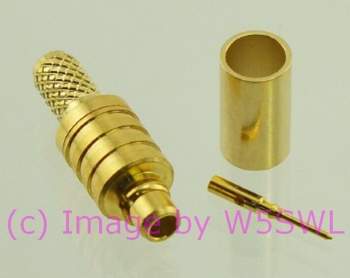 W5SWL Brand MMCX Plug Coax Connector Crimp RG-174 LMR-100 Gold - Dave's Hobby Shop by W5SWL