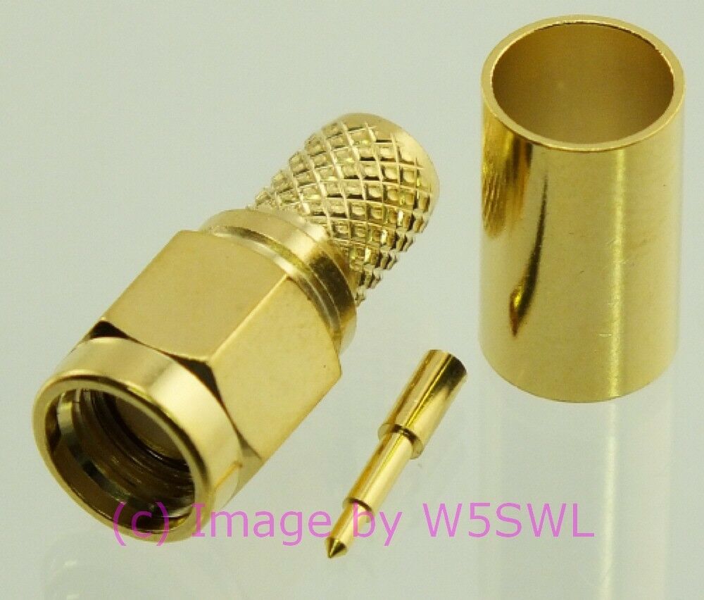 W5SWL Brand SMA Male Coax Connector Crimp Gold RG-8X LMR-240 2-PACK - Dave's Hobby Shop by W5SWL