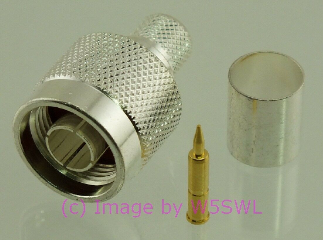W5SWL N Male Coax Connector Crimp SILVER RG-8A/U RG-213 2-Pack - Dave's Hobby Shop by W5SWL