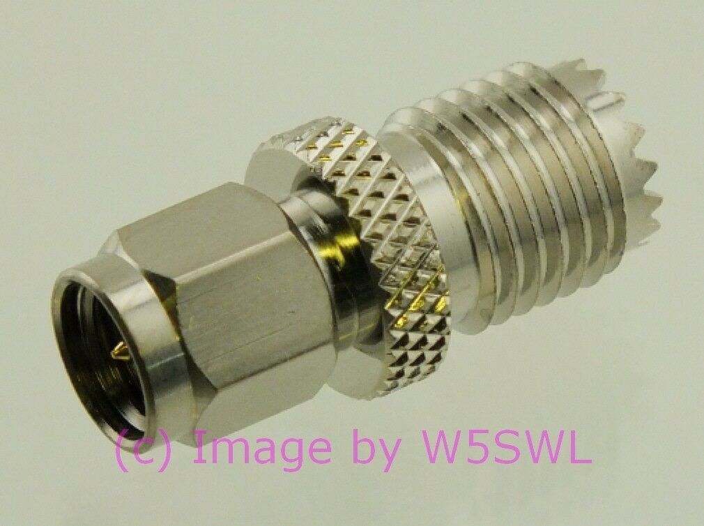 W5SWL SMA Male to Mini-UHF Female Coax Connector Adapter - Dave's Hobby Shop by W5SWL
