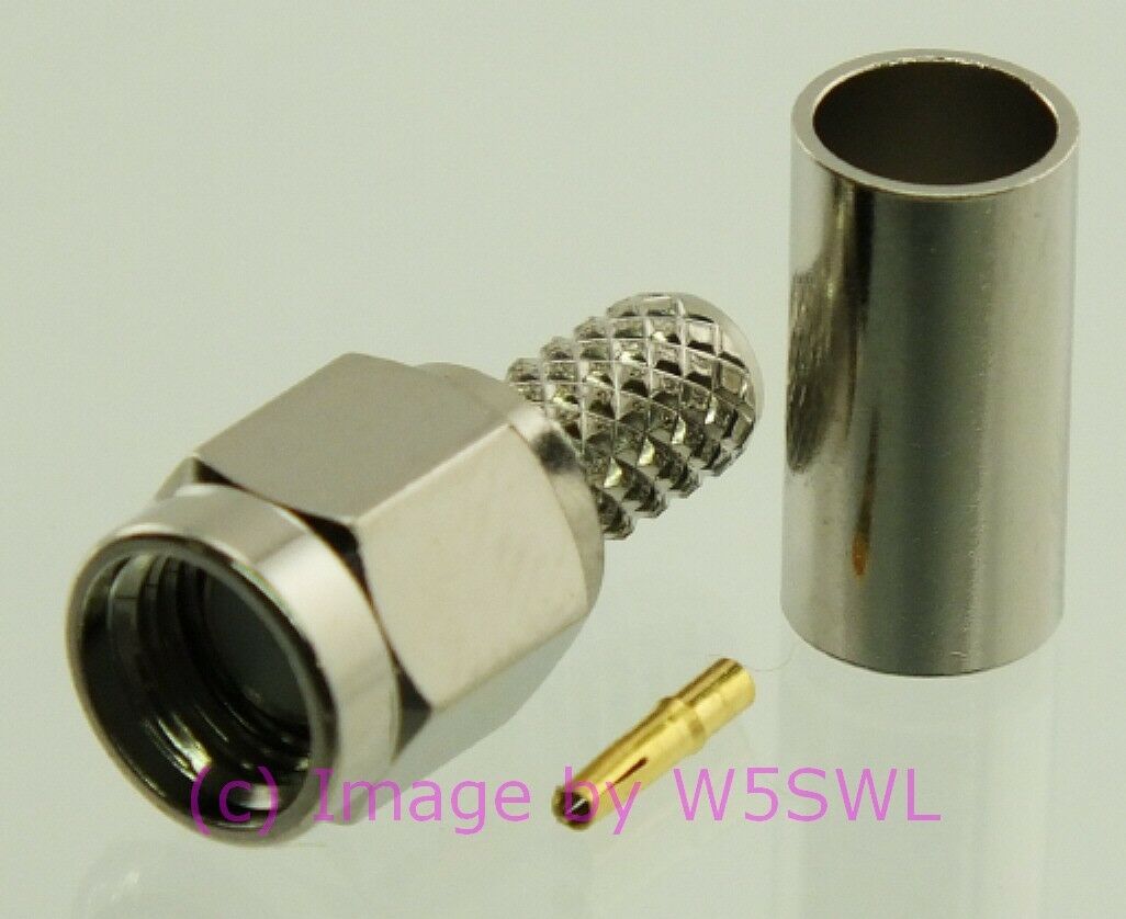 W5SWL Brand SMA Reverse Polarity Male Coax Connector Crimp RG-58 LMR-195 2-Pack - Dave's Hobby Shop by W5SWL