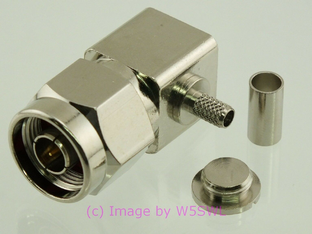 W5SWL HEX N Male Right Angle Crimp for RG-58 Coax Connector - Dave's Hobby Shop by W5SWL