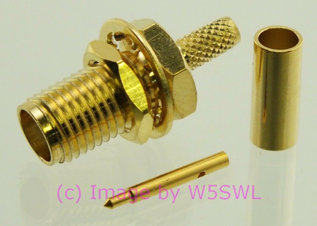 W5SWL SMA Female Coax Connector Reverse Pol Bulkhead Crimp RG-174 LMR-100 - Dave's Hobby Shop by W5SWL