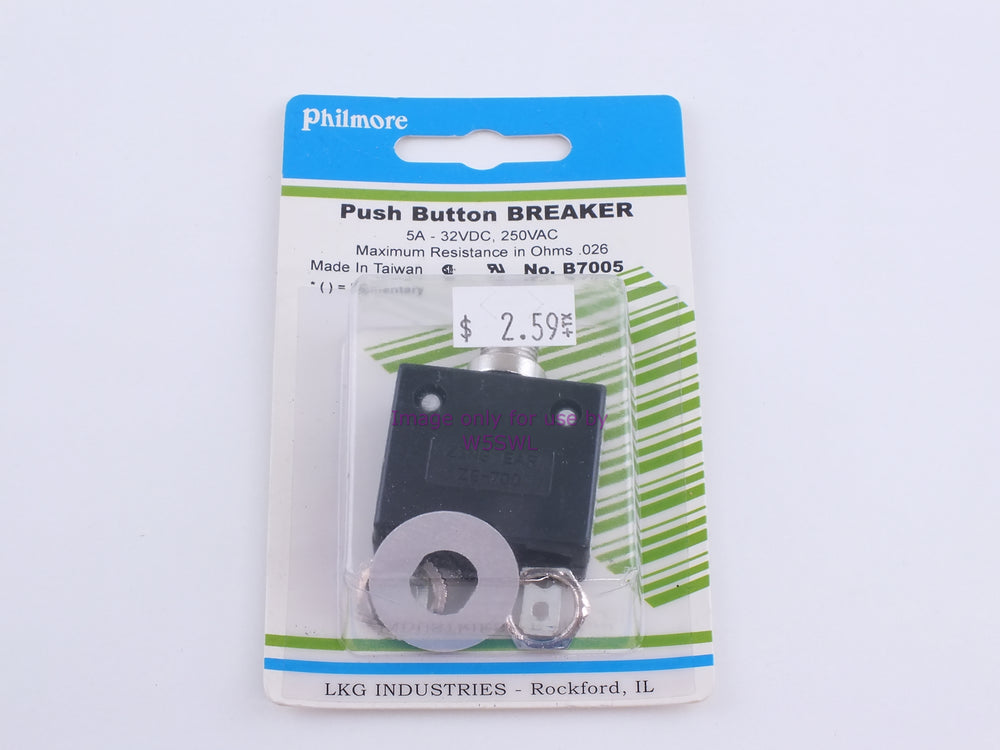 Philmore B7005 Push Button Breaker 5A-32VDC/250VAC (bin87) - Dave's Hobby Shop by W5SWL