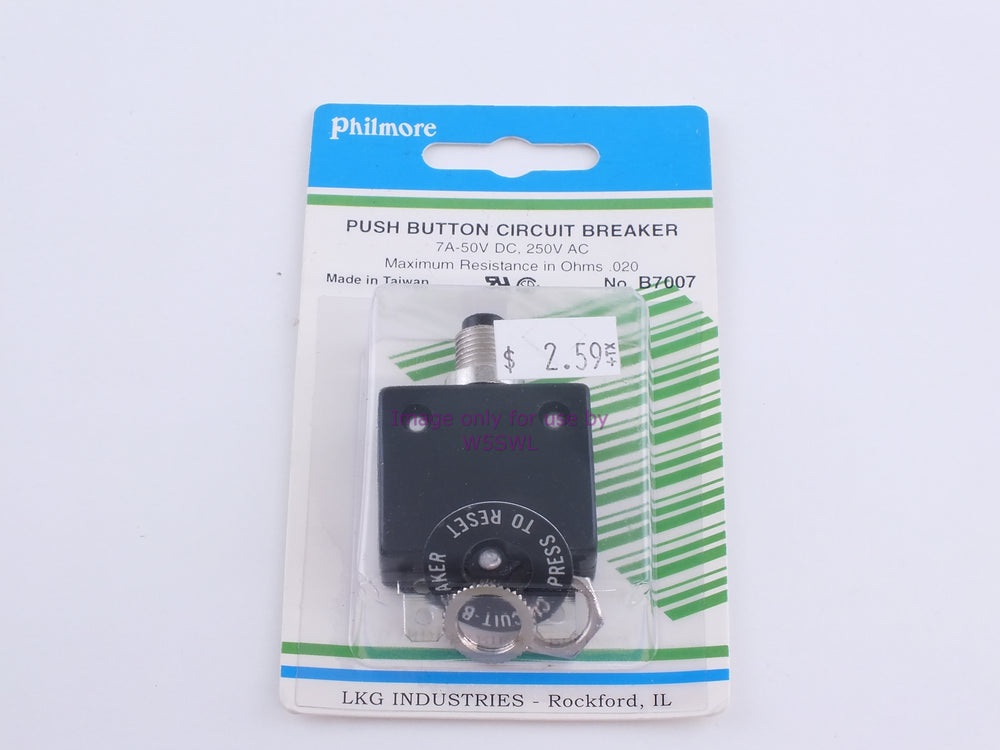 Philmore B7007 Push Button Circuit Breaker 7A-50VDC/250VAC (bin88) - Dave's Hobby Shop by W5SWL