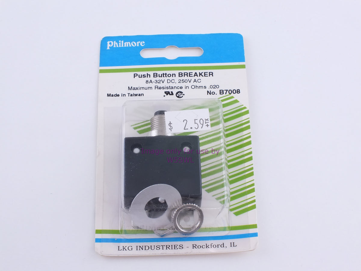 Philmore B7008 Push Button Breaker 8A-32VDC/250VAC (bin88) - Dave's Hobby Shop by W5SWL