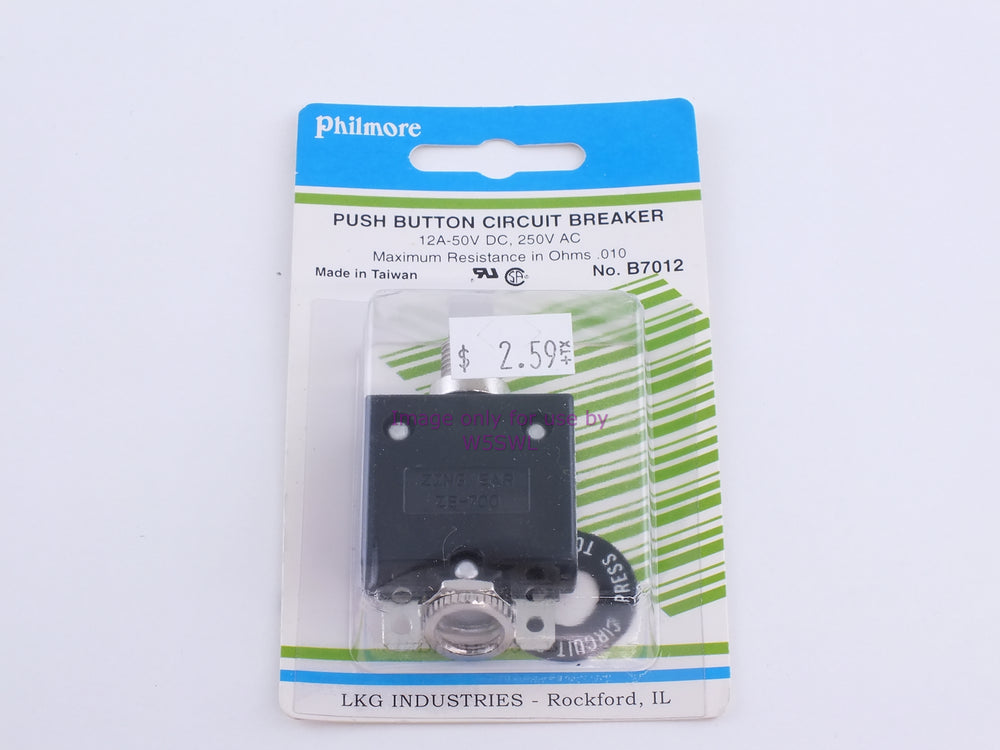 Philmore B7012 Push Button Circuit Breaker 12A-50VDC/250VAC (bin88) - Dave's Hobby Shop by W5SWL