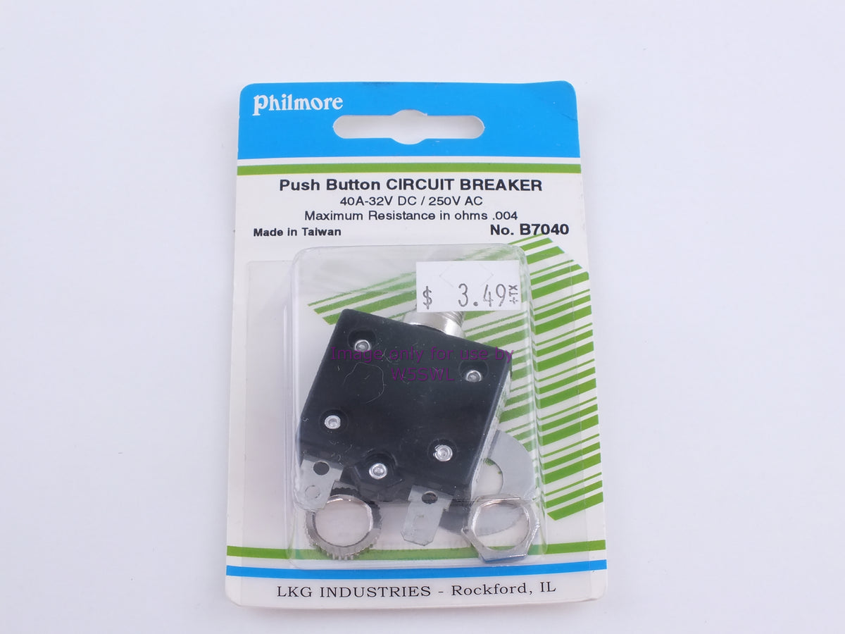 Philmore B7040 Push Button Circuit Breaker 40A-32VDC/250VAC (bin88) - Dave's Hobby Shop by W5SWL