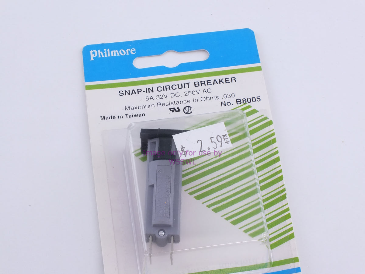 Philmore B8005 Snap-In Circuit Breaker 5A-32VDC, 250VAC Max. Resistance in Ohms .030 (bin62) - Dave's Hobby Shop by W5SWL