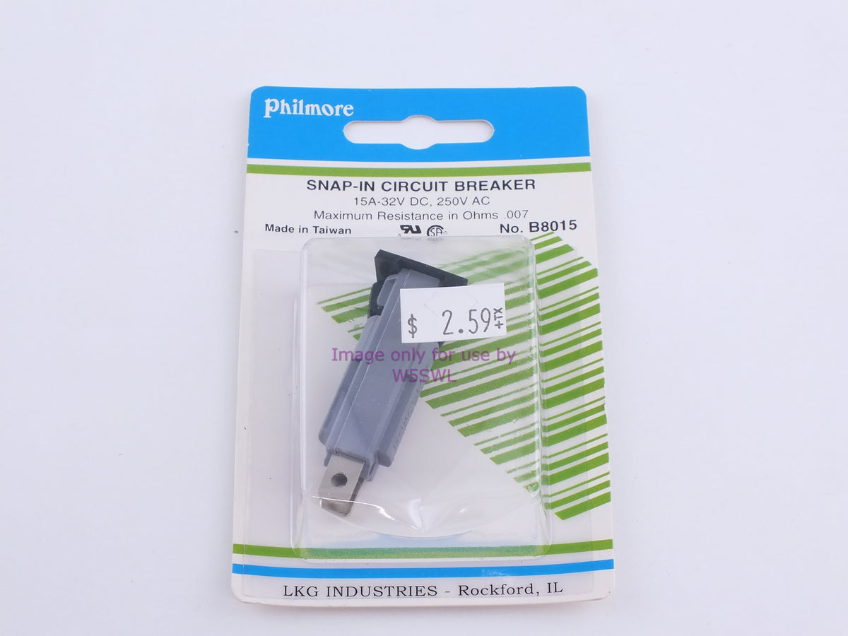 Philmore B8015 Snap-In Circuit Breaker 15A-32VDC, 250VAC (bin89) - Dave's Hobby Shop by W5SWL