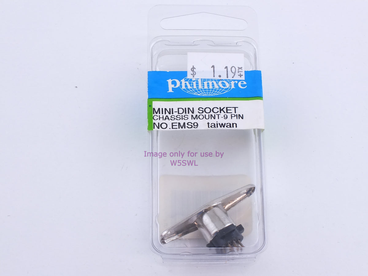 Philmore EMS9 Mini-DIN Socket Chassis Mount-9 Pin (bin109) - Dave's Hobby Shop by W5SWL