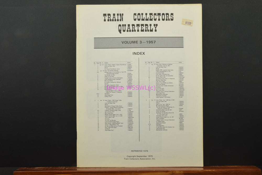 Train Collectors Quarterly Vol 3 1957 - 1975 Reprint - Dave's Hobby Shop by W5SWL